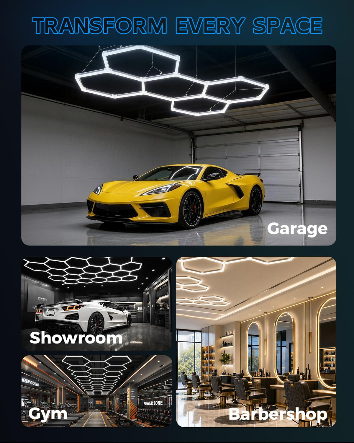 Hexagon Garage Lights 14 grids (14Gird B)