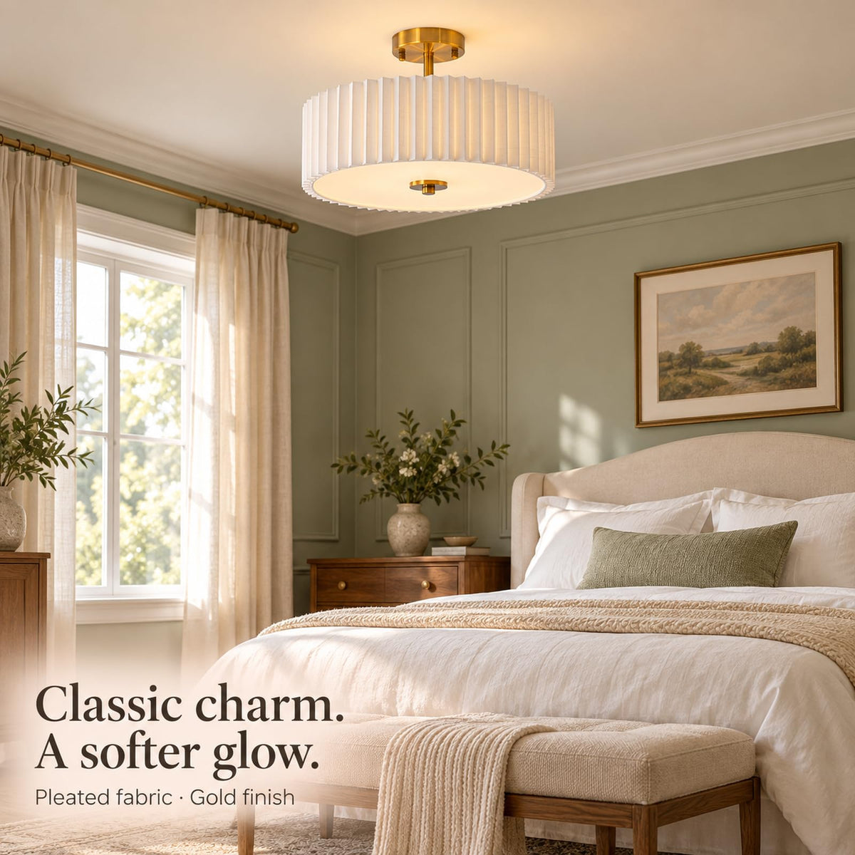 16.5" Semi Flush Mount Ceiling Light (Gold / 16.5inch)