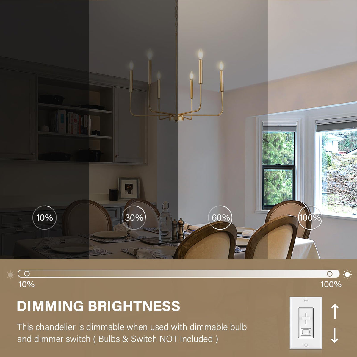 Modern Gold Chandelier for Dining Room (Gold / 6 Candle Lights)