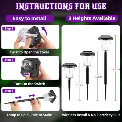 16Pack Purple Solar Halloween Lights outdoor (Purple)