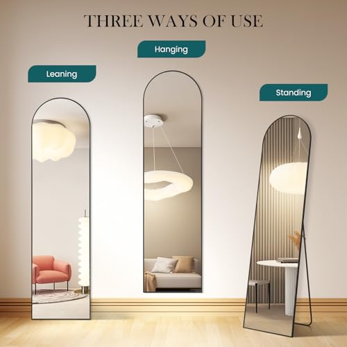 Arched Full Length Floor Mirror (Black-arched / 59"L x 15.8"W)