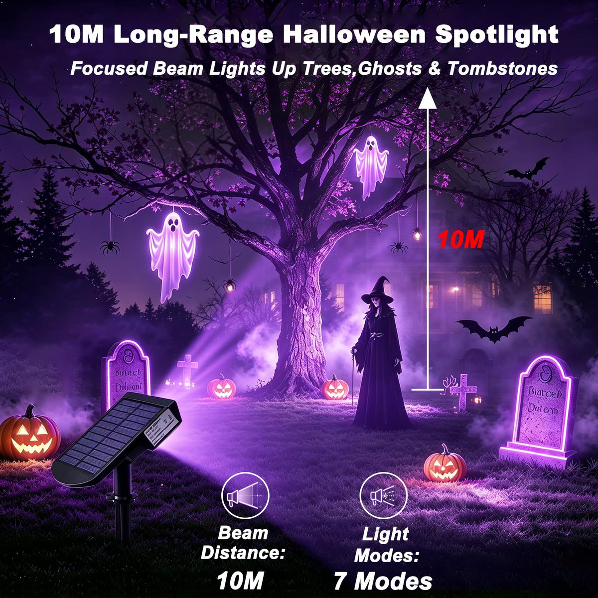 6 Pack Solar Spotlights Outdoor for Halloween DecorationRGB Color Changing (Multicolor / 6 Pack)