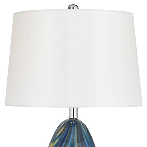Pablo 27" Tall Table Lamp Modern Blue Art Glass Hand Blown Swirling (Blue Art Glass)