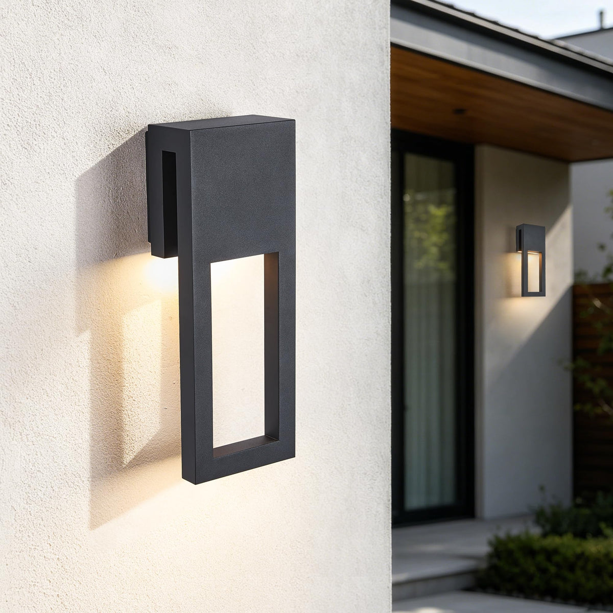 2 Pack Outdoor LED Lights Dimmable (2Pack Textured Black(without Photocell))