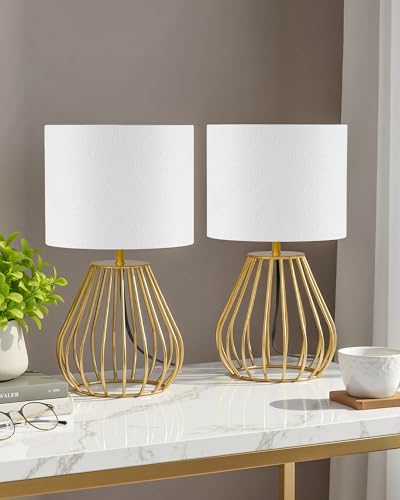 Gold Table Lamp Set of 2 (2Pack White + Gold)