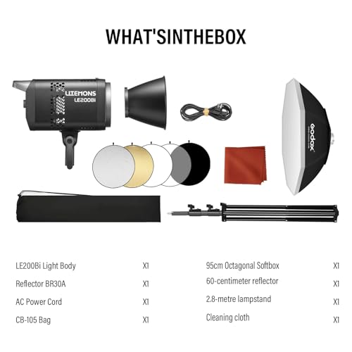 Litemons LE200Bi LED Video Light Kit with Softbox Light Stand (BLACK)