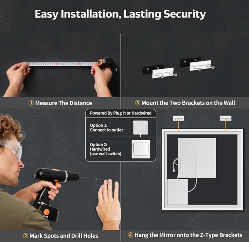 36"x36" LED Bathroom Mirror with Lights (Frontlit & Backlit / 36"L x 36"W)