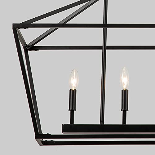 40in Black Linear Cage Chandelier (Black)