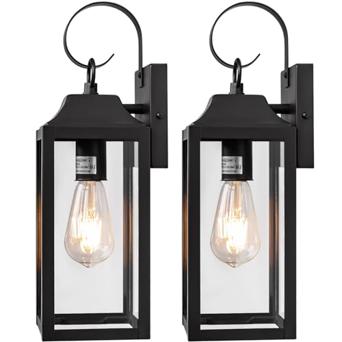 2 Pack Outdoor Light Fixtures Wall Mount Porch Light 15 Inch Black (15 Inch Ordinary / Black)