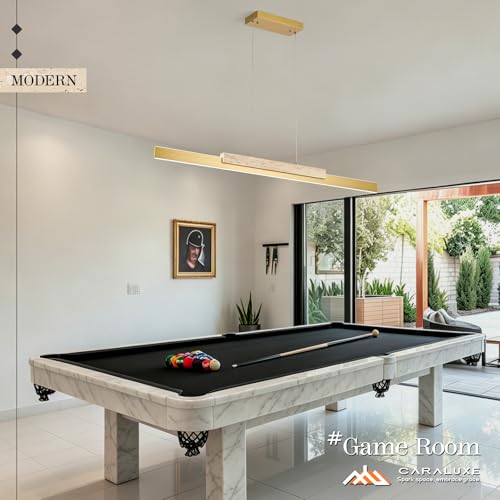 Gold LED Linear Pendant Light 52in Stone Kitchen Island Lighting Dimmable (Gold Stone / 51.2'')