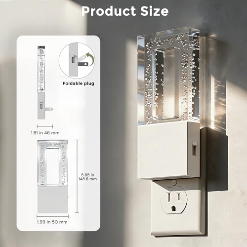 Night Light Foldable Night Lights Plug into Wall 2 Pack (White)