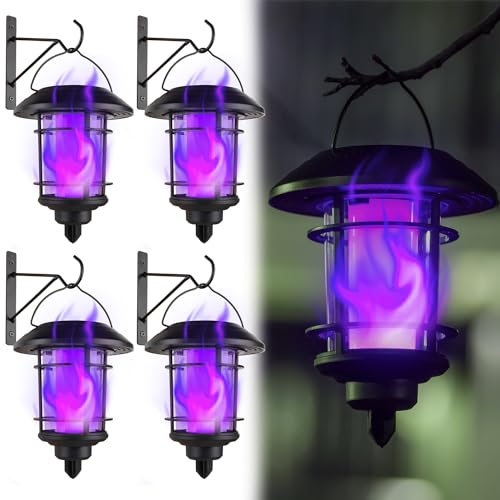 Solar Purple Flame Wall Lanterns (Purple)