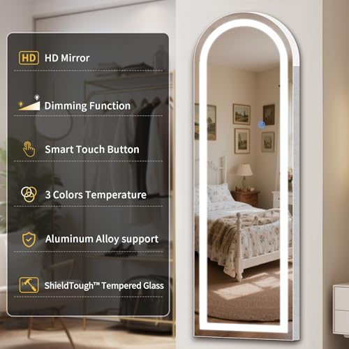 Arch Full Length Standing Mirror with LED Lights (Arched / 71"L x 32"W)