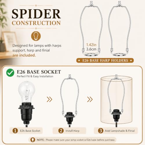 13" Drum Lamp Shades Set of 2 (White + harp stands / 13x13x10 inch-2 Pack)
