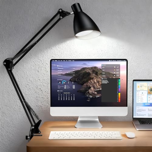 Swing Arm Desk Lamp with Clamp (Black / Standard)