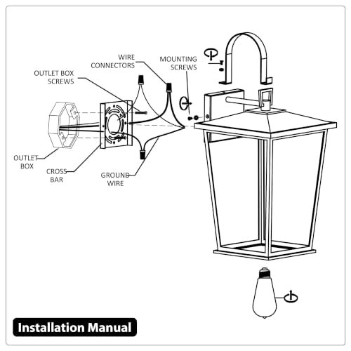 Outdoor Wall Lights Fixtures Lantern Frame 16 1 (Black-16.1in 1PCS / Non Dusk to Dawn)