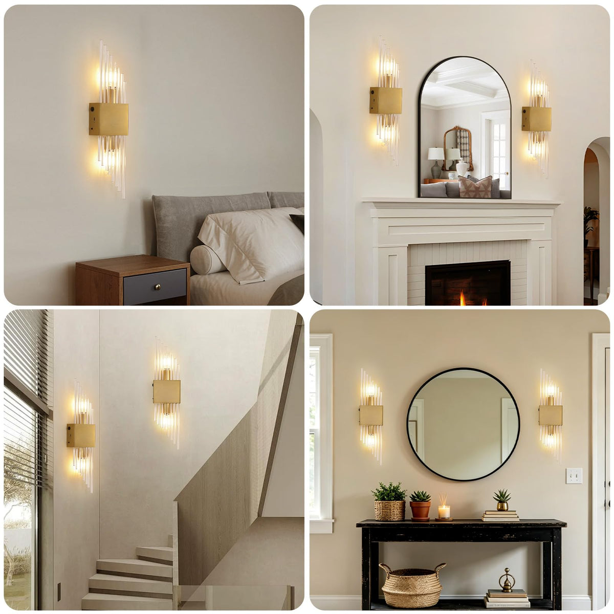 Battery Operated Wall Sconces Set of 2 (Gold 2pc)