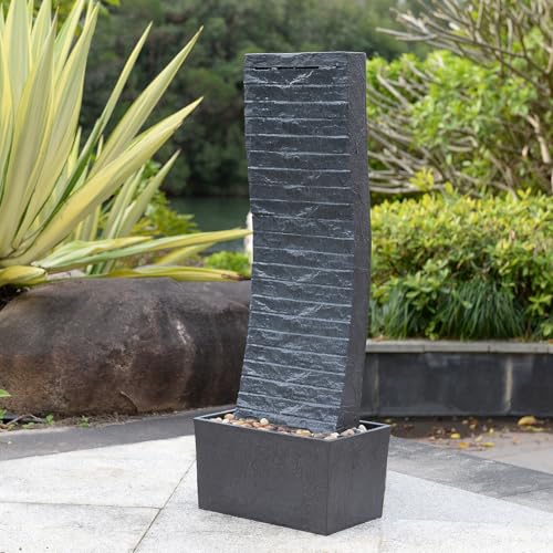 Outdoor Water Fountain (Grey Curved Faux Slate)