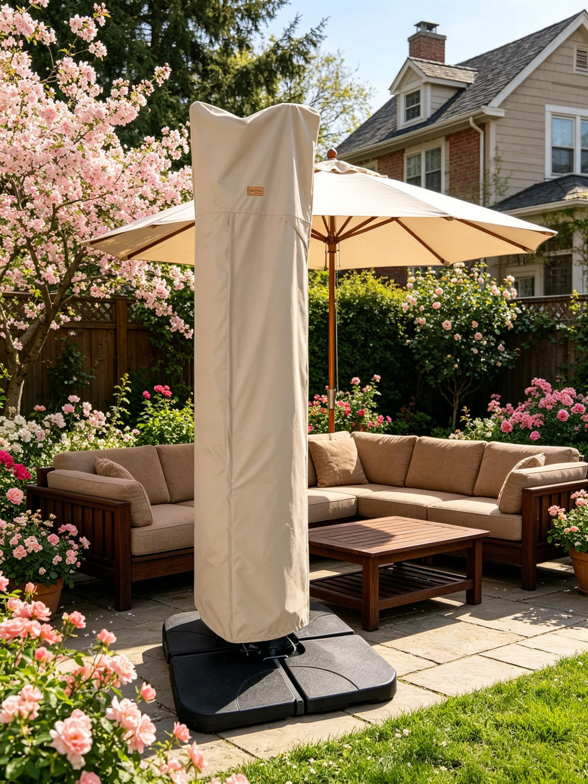 Patio Umbrella Cover for 12'x12' (Beige / 12'x12' or 10'x13')