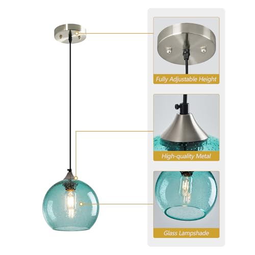 Aqua Pendant Lights Kitchen Island 1 Pack (Light Blue / M - 7.87 in)