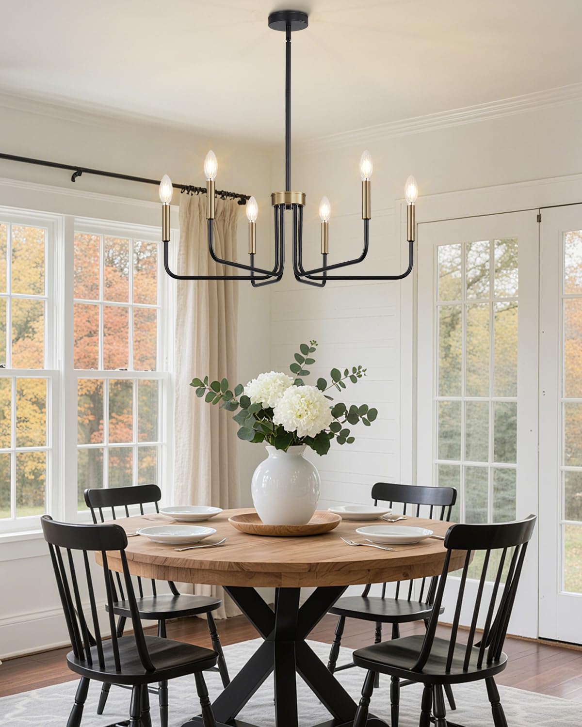 6 Light Black and Champagne Bronze Chandelier (Black and Champagne Bronze / 6-Light)