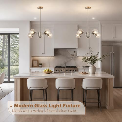 5-Light Mid-Century Modern Nickel Sputnik Chandeliers Dining Room (Clear, Nickel, S)