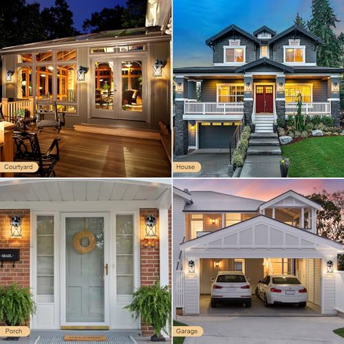 Dusk to Dawn Motion Sensor Outdoor Porch Light with GFCI Outlet (White / 2 Pack)