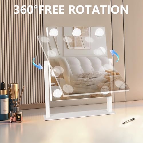 Vanity Mirror with Lights (White / 12"L x 14"W)
