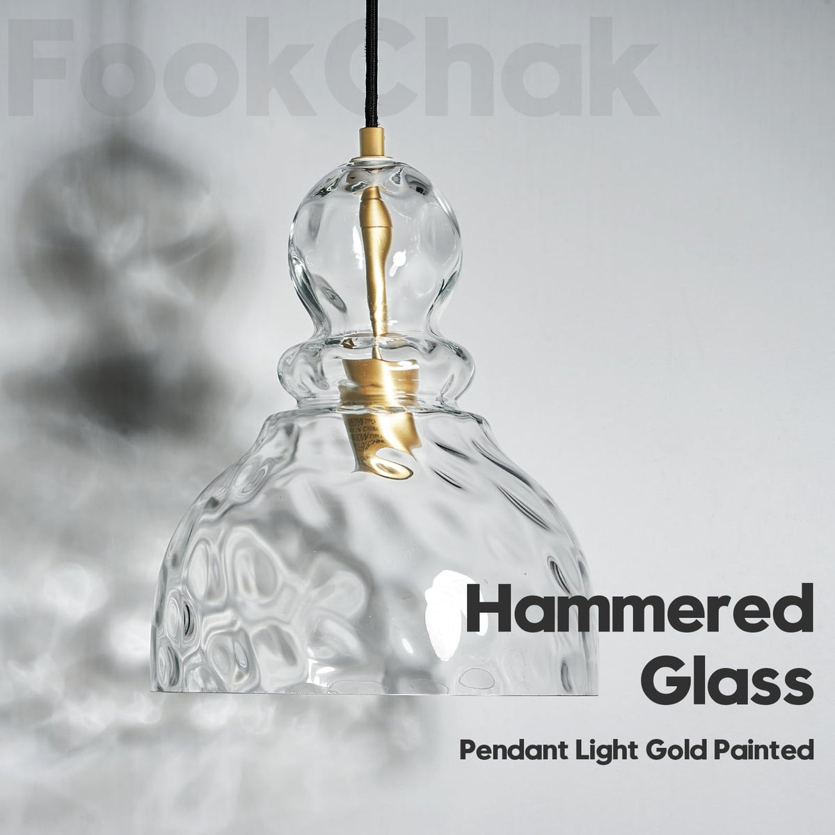 Hammered Glass Pendant Light Gold Pendant Lights Kitchen Island 10in Large Brass Kichen Island Light Over Sink Glass Ceiling Pendant Light for Entry Hallway Dining Room (Gold)