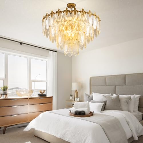 Modern Large Crystal Chandelier (Gold / 31.5 inches)