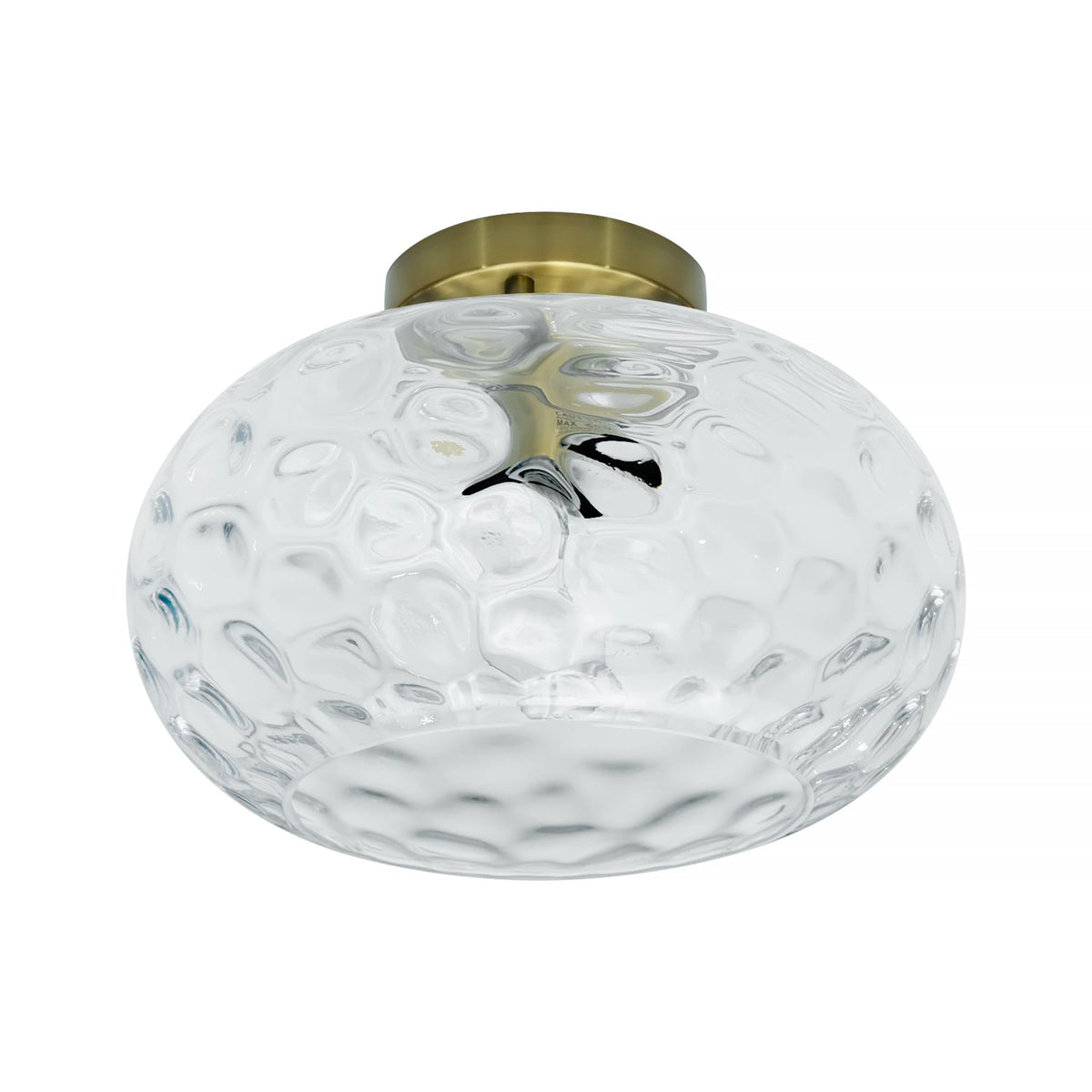 Brass Gold Semi Flush Mount Ceiling Fixture 11" Clear Hammered Glass Shade Modern Close to Ceiling Lighting 1 (11 Inches / Clear Glass Shade)