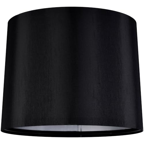Black Lamp Shade Set of 1 (11"×13"×10"-1 Pc / Black Natural Faux Silk)