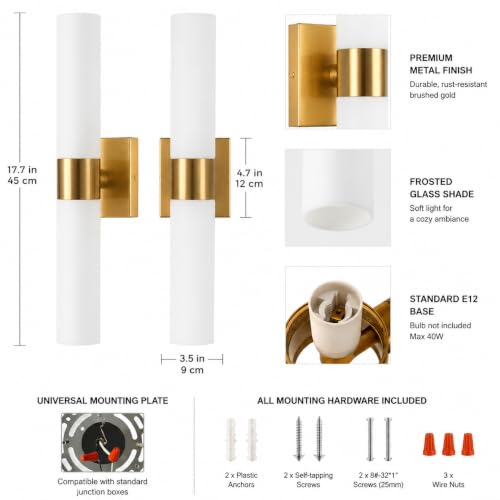 Wall Sconce Set of 2 (Gold / 17in)