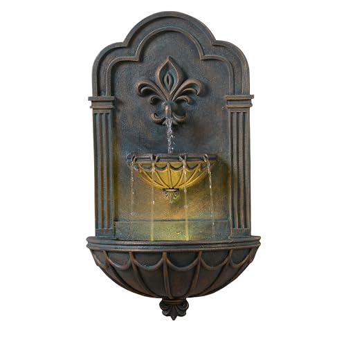 Fleur-de-lis Outdoor Water Fountain, Black & Gold (Black & Gold)