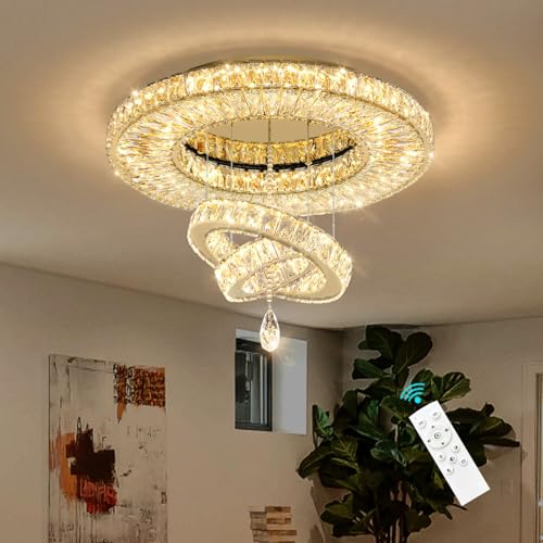 Modern Chandelier for Living Room Light Indoor LED Dimmable Lights Ceiling Chandeliers for Dining Room Bedroom Entryway Gold 45W LEDs Fixtures 3600 Lumens (Gold / W24")