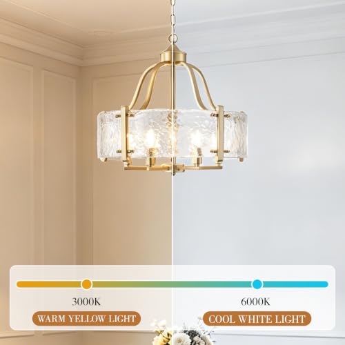 Sand Gold Hammered Glass Drum Chandelier (Sand Gold / 22 Inch)