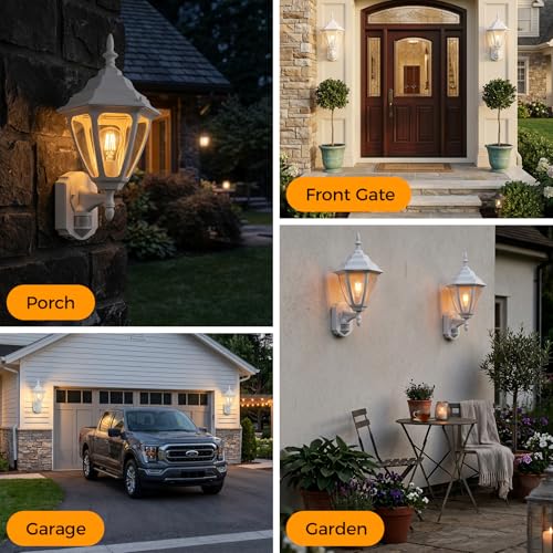 18.5"Large Outdoor Motion Sensor Porch Light Dusk to Dawn Wall Light White (White / Large - 1 Pack)