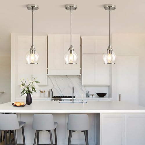 1 Piece Brushed Nickel Island Light for Kitchen (Brushed Nickel / 1-Light Pole Style)
