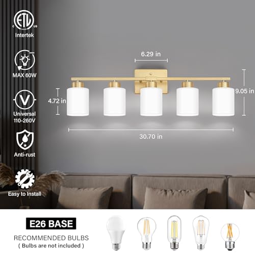 Gold Bathroom Light Fixtures Vanity Lights Over Mirror (Gold / 30.70 inch)