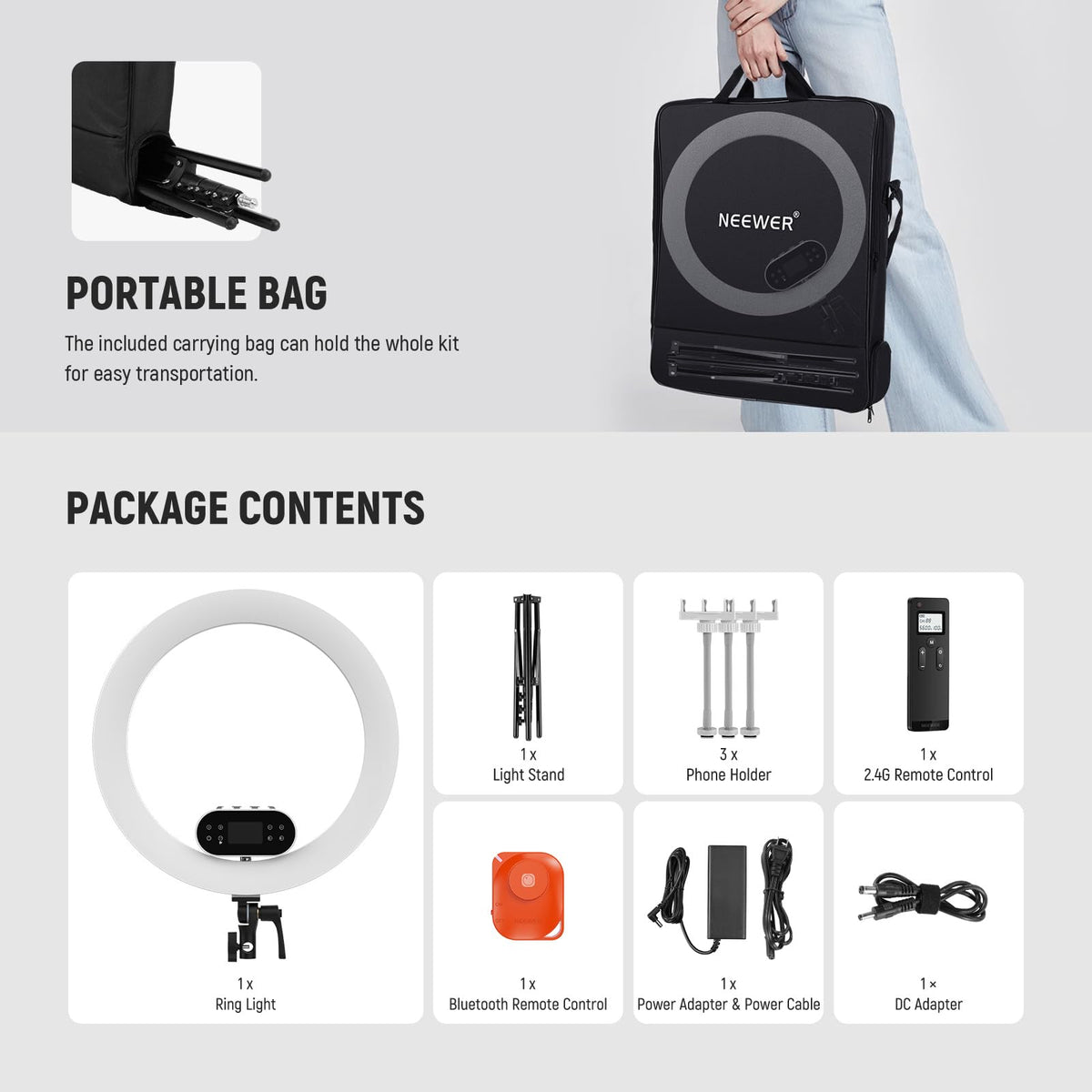 19" 100W High Power LED Ring Light with Tripod Stand