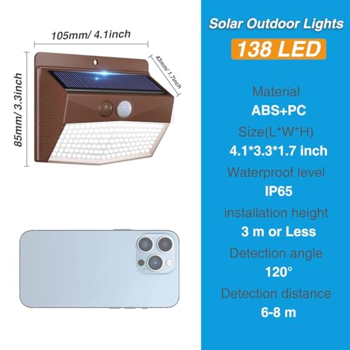 1 Pack Solar Motion Sensor Lights Outdoor Waterproof with 3 Modes