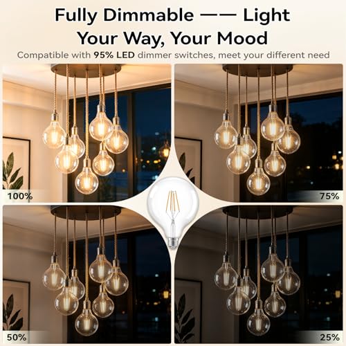 G125 Large LED Globe Light Bulbs 60 Watt Equivalent (Clear)