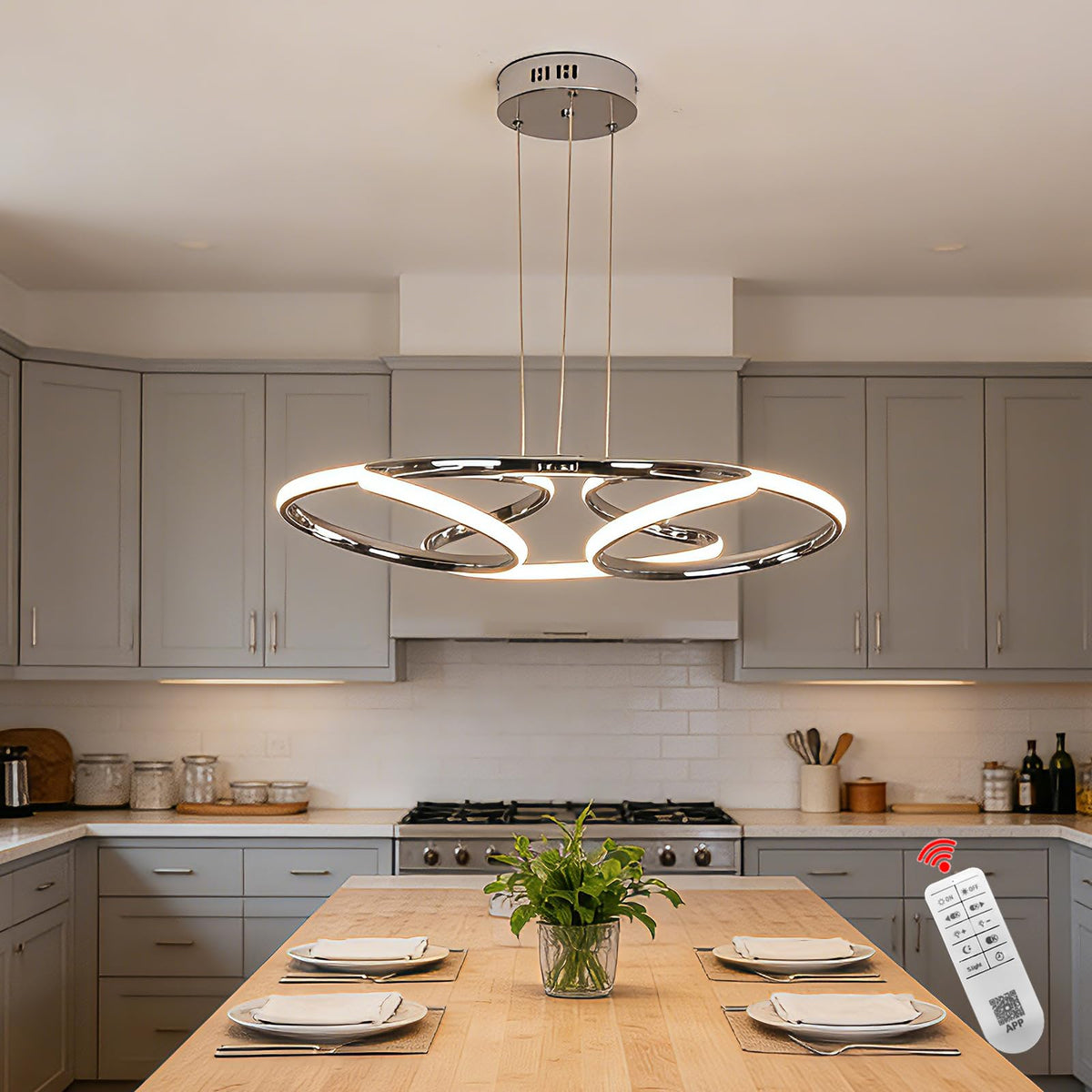 23 inch Modern Chandelier for Dining Room (Chrome Dia 23")