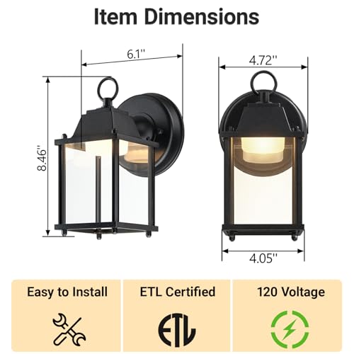 Outdoor Wall Light Fixture (3000K Black / 1-pack)