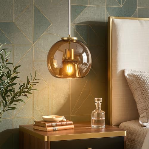 Brown Glass Pendant Lights Kitchen Island (Brown(7.87 in) / 2-Pack)