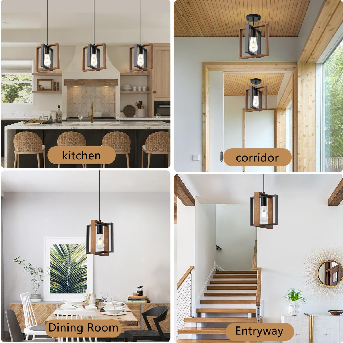 Industrial Small Pendant Lighting (Wood)