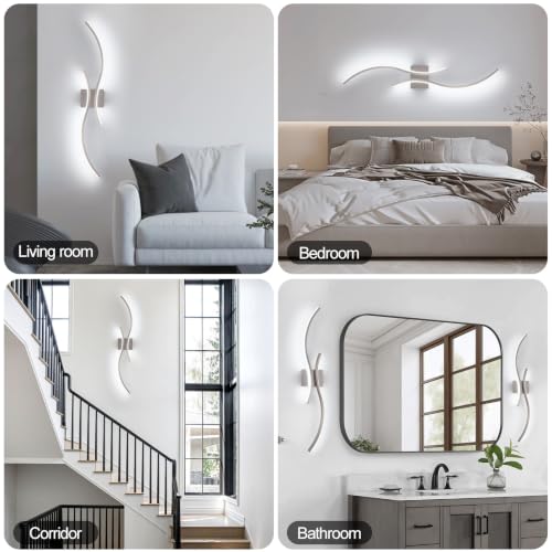 Modern Led Wall Light (Brushed Nickel,6000K / 1 Pack, 39inch)