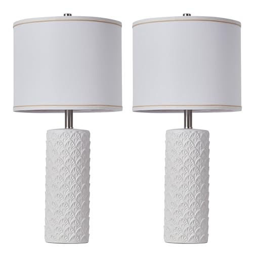 27" Farmhouse Table Lamp Set of 2 for Living Room Bedroom (White3 / 27")