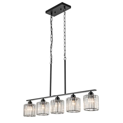 5 Light Black Modern Farmhouse Dining Room Light Fixtures