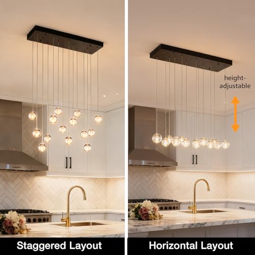14 Lights Black Raindrop Rectangle Chandelier (14 Light / Black Rectangle)